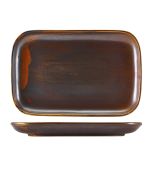 Terra Porcelain Rustic Copper Rectangular Plate 34.5 x 23.5cm