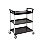 Genware Large 3 Tier PP Trolley Black Shelves