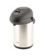 Tea Inscribed St/St Vacuum Pump Pot 2.5L