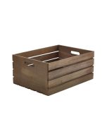 Genware Dark Rustic Wooden Crate 41 x 30 x 18cm