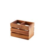 GenWare Acacia Wood 2 Compartment Cutlery Holder
