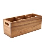 GenWare Acacia Wood 3 Compartment Cutlery Box