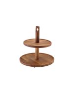 GenWare Acacia Wood Two Tier Cake Stand