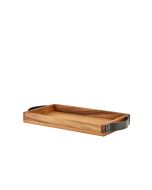 GenWare Acacia Wood Serving Tray with Metal Handles 32.5 x 17.5cm