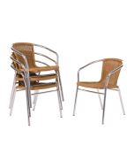 Bolero Aluminium and PE Wicker Chairs Natural (4 Pack) U422