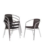 Bolero Aluminium and PE Wicker Chairs Black (4 Pack) U507