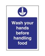 Vogue Wash hands Before Handling Food Sign