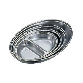 Stainless Steel 2 Division Oval Vegetable Dish 12" Width - Genware