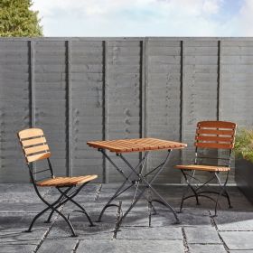 ARCH Outdoor Square Dining Set 2 Seats & Table - Wood & Wrought Iron