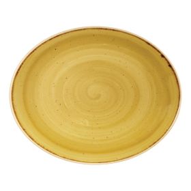 Churchill Stonecast Oval Coupe Plate Mustard Seed Yellow 192mm - CN314 - pk 12