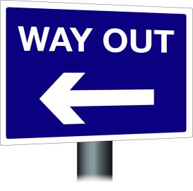 Way Out Sign - Left Arrow 300x400mm Post Mounted