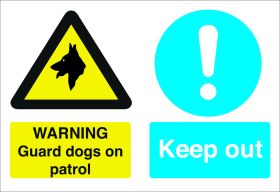 Warning Guard Dogs on Patrol / Keep Out. 400x600mm. Exterior
