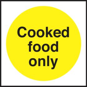 Cooked Food Only. 100x100mm. Self Adhesive Vinyl