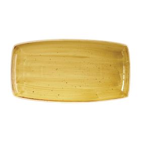 Churchill Stonecast Rectangular Plate Mustard Seed Yellow 350 x 185mm - DF792 - pk 12