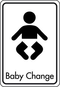 Baby change symbol with text. Black on white. F/M