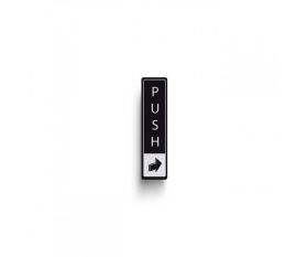 Push Vertical with Symbol Door Sign - White on black
