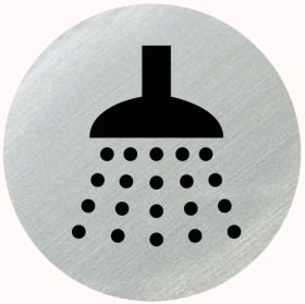 Shower Symbol. 75mm Diameter Silver Disc