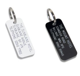 100x40mm Number/ 3 lines of text Engraved Key Fob. White or Black