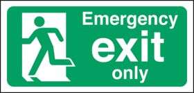 Emergency exit only man Left. 150x300mm F/P