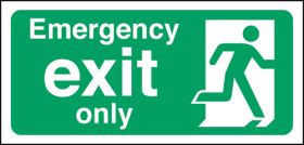 Emergency exit only man right. 150x300mm P/L