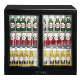 Polar GL003 - Bar / Bottle Cooler - Double Sliding Doors, Black, LED