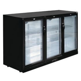 Polar GL014 Back Bar Cooler with Hinged Doors in Black 320Ltr