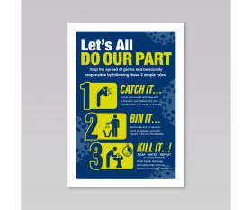 Coronavirus Prevention Poster - Catch It, Kill It, Bin It - A2