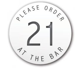 Table Number Discs White for Restaurant / Cafe / Pub - Please Order At The Bar - Pk 10