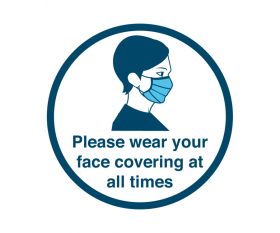 "Please Wear Your Face Mask At All Times" - Floor & Wall Vinyl Sticker / Sign 20cm