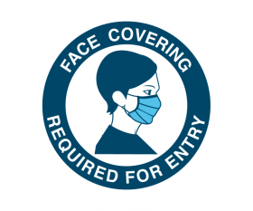 Sign - "Face Covering Required For Entry" Vinyl Sticker 125mm Diameter