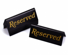 Black & Gold Reserved Table Sign For Restaurants / Cafes / Pubs - Pack of 5