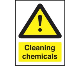 Cleaning chemicals safety sign 150x200mm self-adhesive 