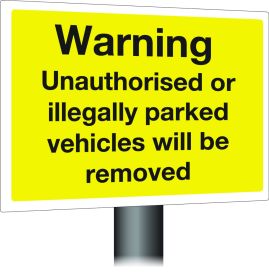 Warning vehicles will be removed .  300x400mm W/M