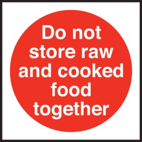 Do not store raw/cooked food together. 100x100mm. Self Adhesive Vinyl