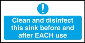Clean & Disinfect this sink before & after each use. 100x200mm