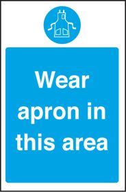 Wear apron in this area. 300x200mm. S/A