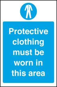 Protective clothing must be worn in this area. 300x200mm. S/A