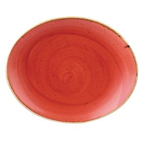 Churchill Stonecast Oval Coupe Plate Berry Red 192mm - DB072 - pk 12