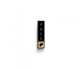 Pull Vertical with Symbol Door Sign - Gold on Black