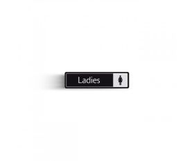 Ladies with Symbol Door Sign - White on black