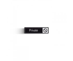 Private with Symbol Door Sign - White on black