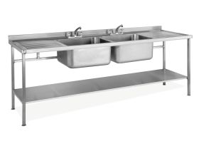 Parry Double Bowl Double Drainer Sink - Stainless Steel  L1800 x W600 x W900 - SINK1860DBDD
