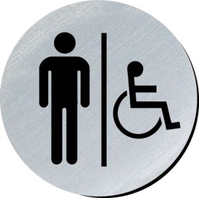 Gents/Disabled symbol 75mm disc silver finish