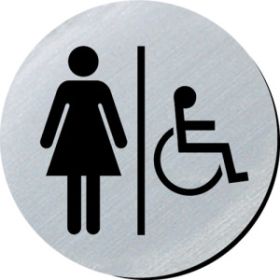 Ladies/Disabled symbol 75mm disc silver finish