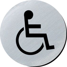 Disabled symbol 75mm disc silver finish
