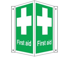 First Aid Symbol & Text Projecting Sign 300x220x170mm 