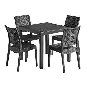 Florida Outdoor Dining Set - Table & 4 Chairs - Dark grey