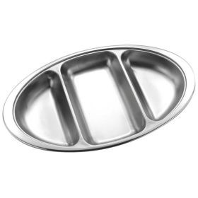 GenWare Stainless Steel Three Division Oval Vegetable Dish 35cm/14" 