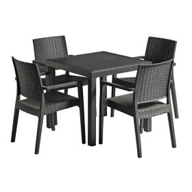 Ibiza Outdoor Dining Set - Table & 4 Armchairs - Dark Grey