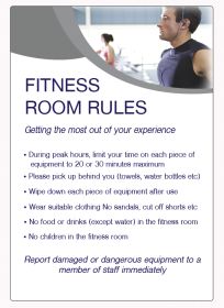 Fitness room rules Spa & Fitness Notice. 400x275mm E/R